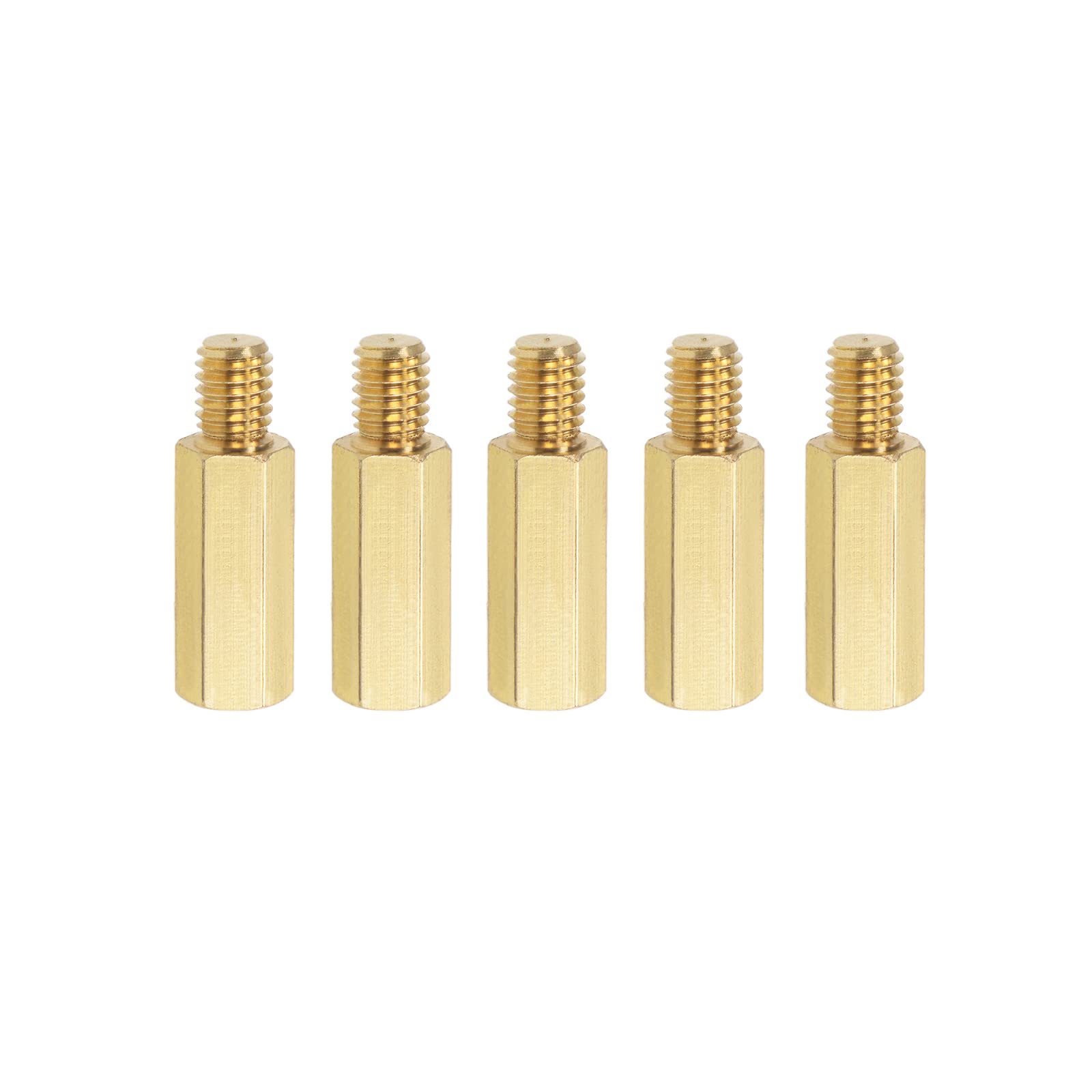 YOKIVE 5 Pcs M6 Standoff Screws, Brass Hex PCB Standoffs, Keep Height Consistent, Great for Motherboard (Gold Tone, 20mm+8mm)