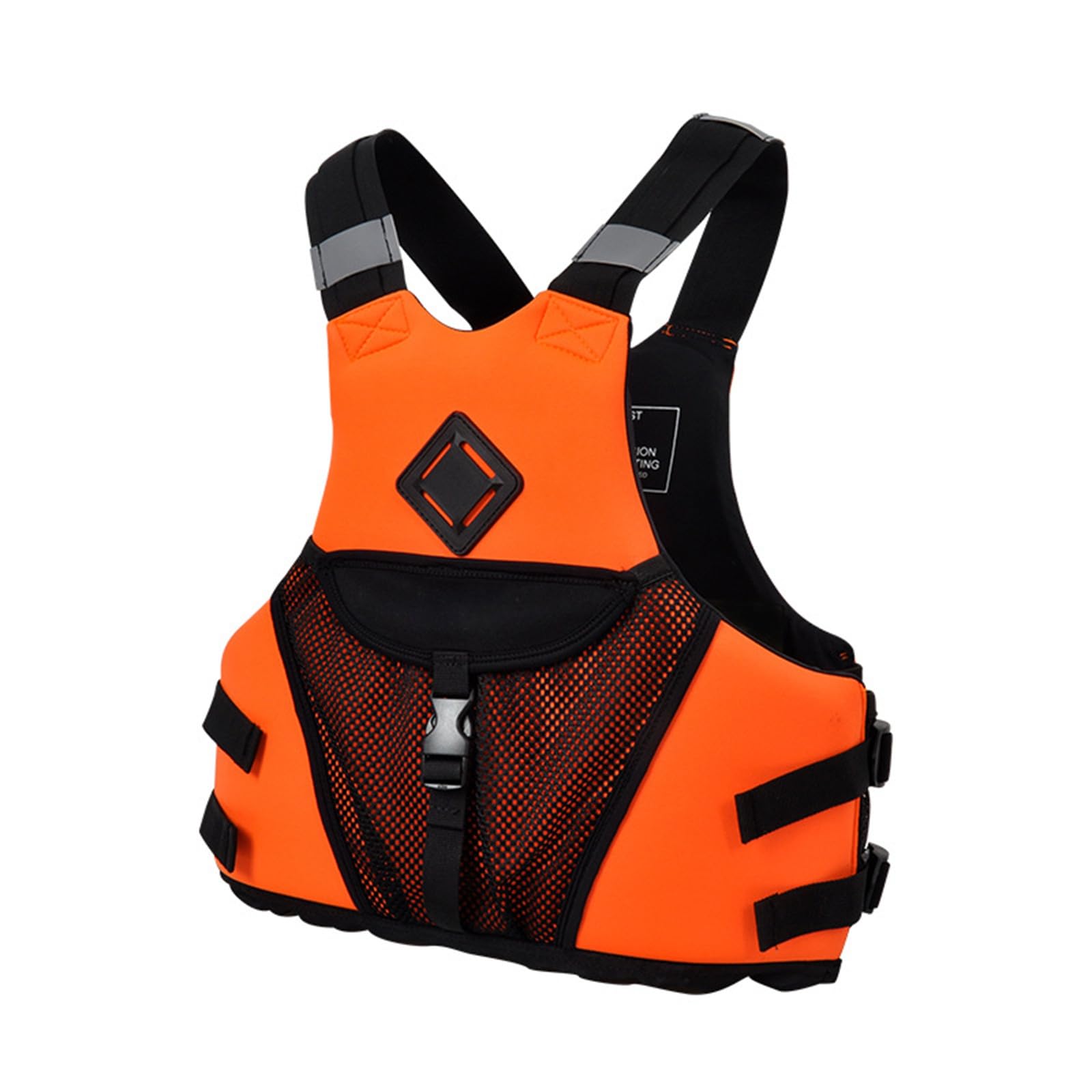 Chaleco salvavidas para mujer con flotabilidad para kayak vela pesca rayas reflectantes cremallera tirantes ajustables bolsillos grandes chaqueta de agua para todo el año en talla grande (naranja, XL)