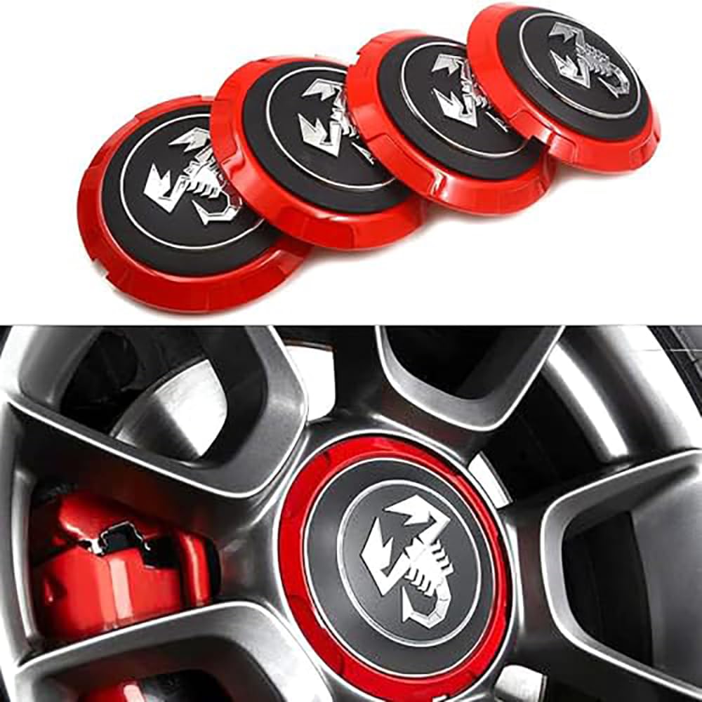 4 Coprimozzo Per Abarth 500/595/695 - 133 Mm, Giallo, Impermeabili E Antipolvere - Foto 5