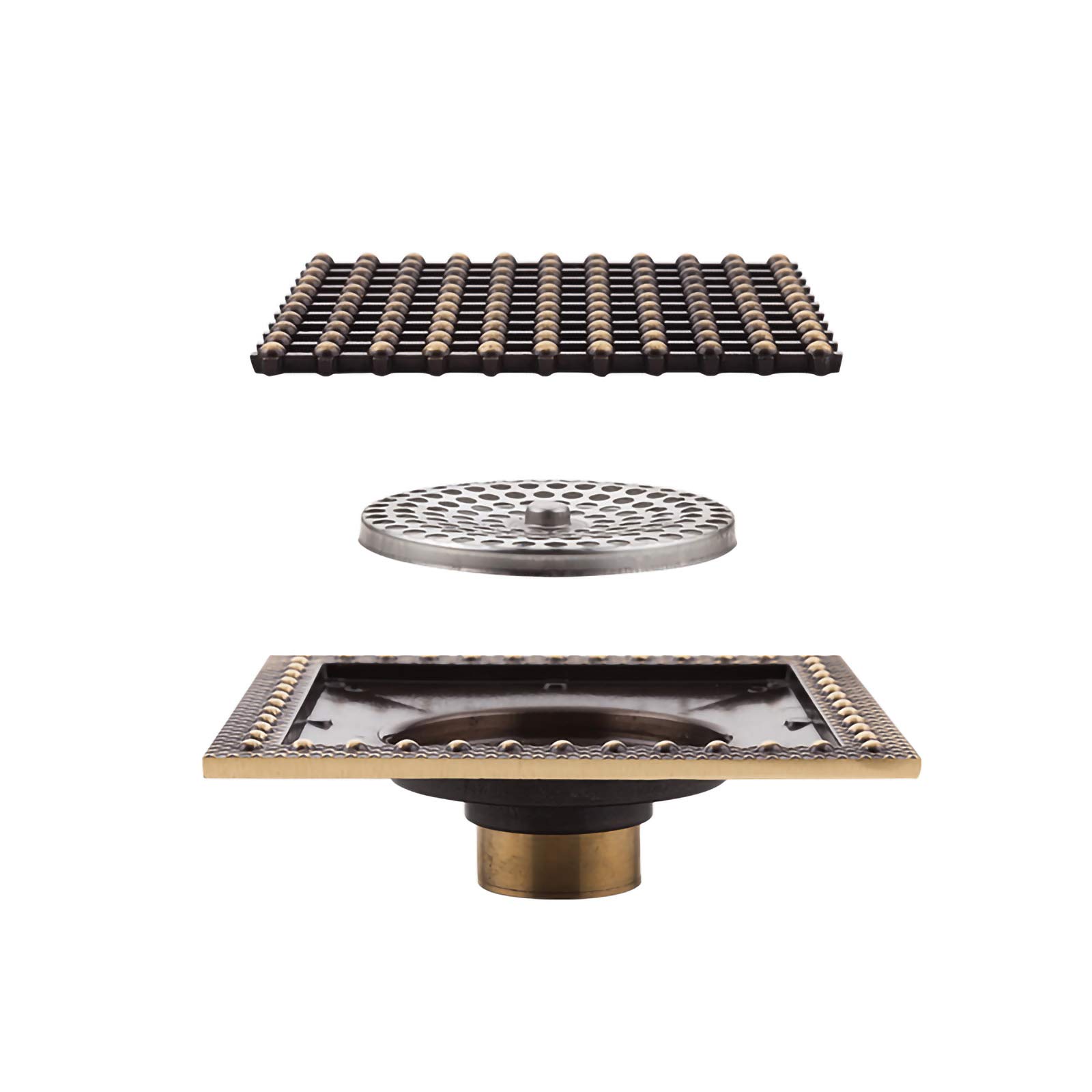 floor drain， 304 Stainless Steel Floor Drain 5.9 inch Square Deodorizer with Large Removable Cover