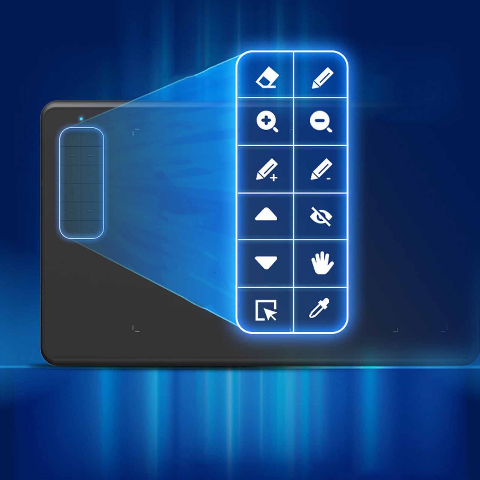 Tyenaza Tavoletta Grafica, 12 Tasti di Scelta Rapida Tavoletta Grafica con Sensibilità alla Pressione di Livello 8192 per Laptop Desktop