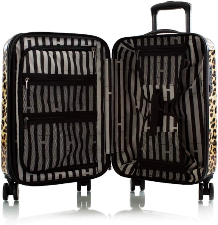 review Heys America Black Leopard 21-Inch Hardside Carry-On Spinner (Brown Leopard)
