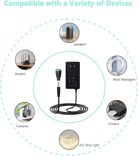 Miniatura 6 de AOYADAISU Adaptador de fuente de alimentación de 12 V 5 A, con certificación UL, fuente de alimentación de 12 V 60 W con enchufe de 0.217 x 0.083 in