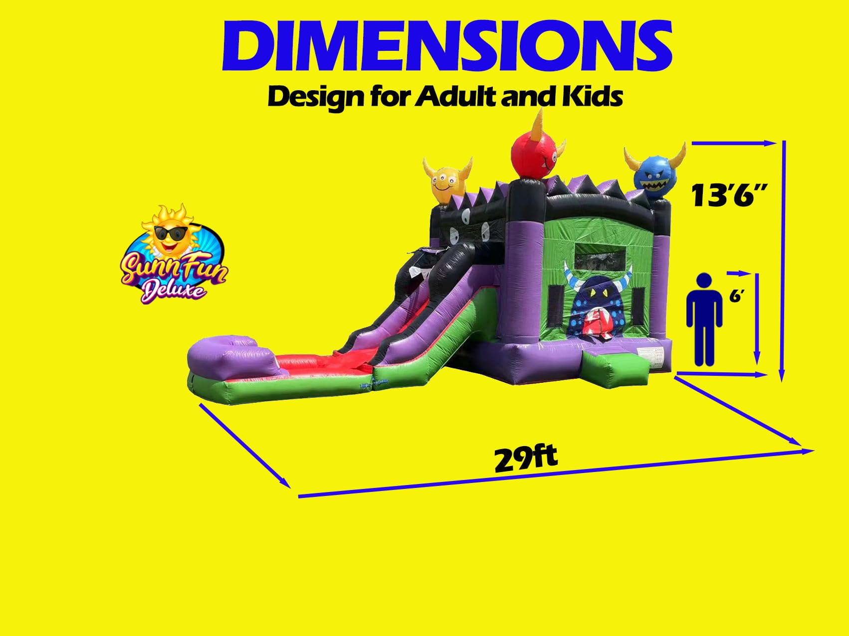 15ft Inflatable Bounce House with Water Slide, Water Pool for Kids 3-8