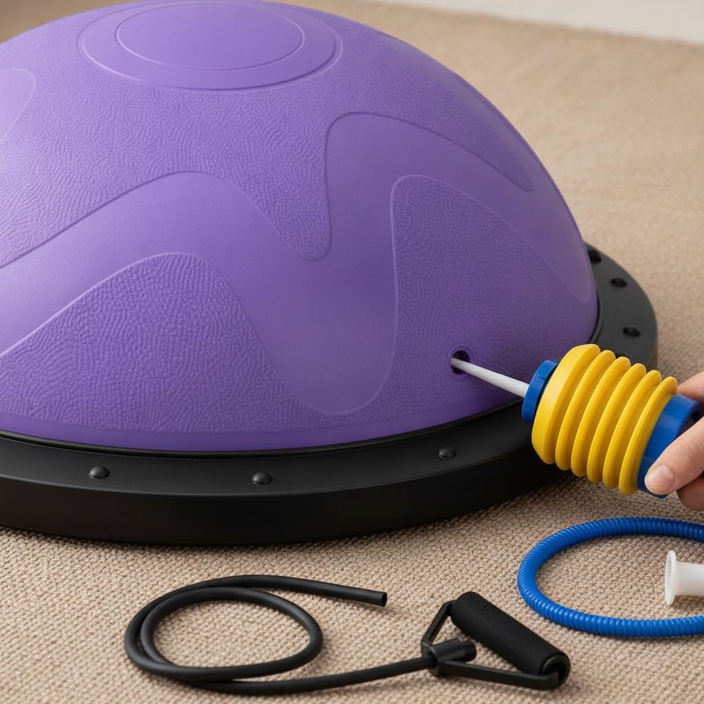Balance Semisfera Equilibrio con Elastici - Mezza Palla Fitness per Allenamento e Postura - per fitness, Rosa