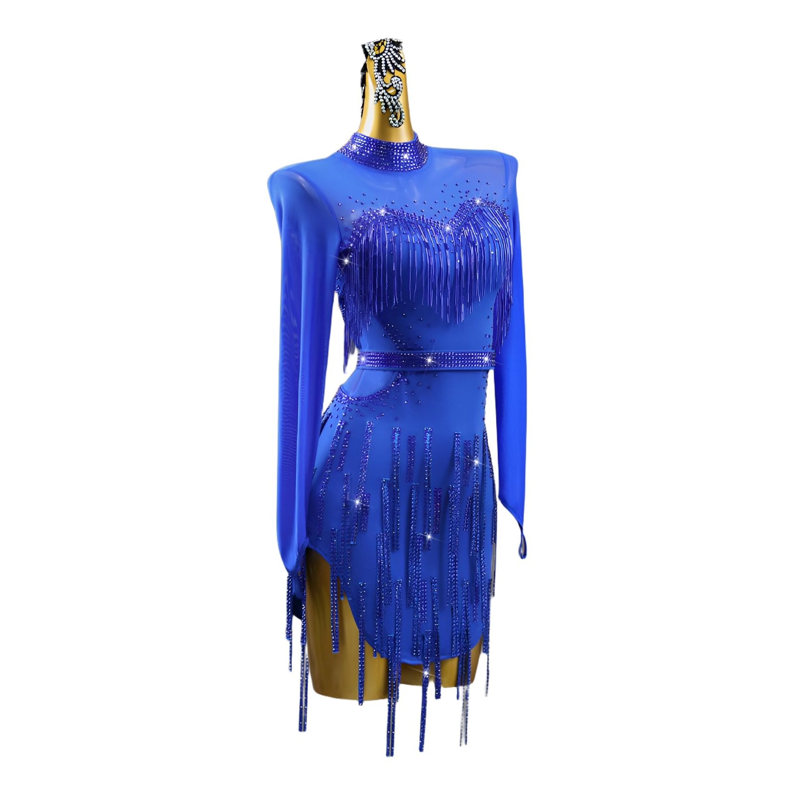 Abito Da Competizione Di Danza Latina Professionale for Donna, Personalizzato, A Maniche Lunghe, Costume Da Spettacolo Di Tango
