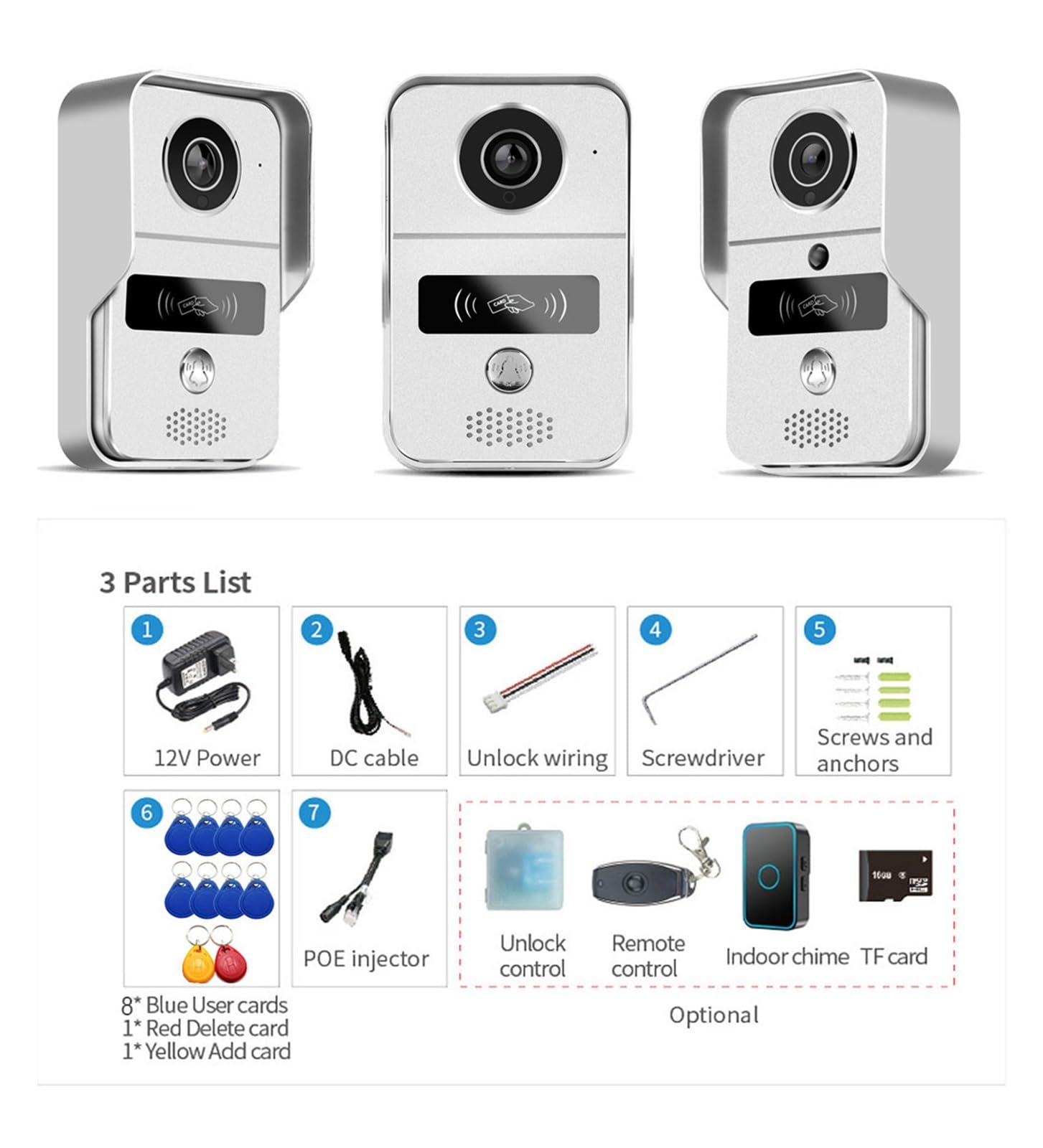 Aplikacja Tuya inteligentny POE IP wideodomofon WIFI wideodomofon dzwonek do drzwi WIFI dzwonek do drzwi kamera Alarm bezprzewodowa kamera ochrony 1080P (Color : W02)