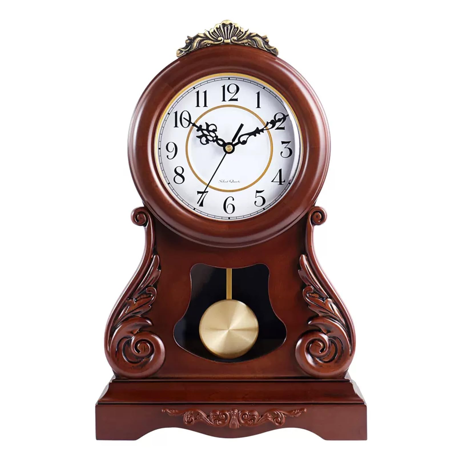 Orologio da Camino con Pendolo e campanelli per l'arredamento della casa Orologio a Pendolo in Legno Vintage con Pendolo oscillante, Orologio da Tavolo da scrivania a Batteria