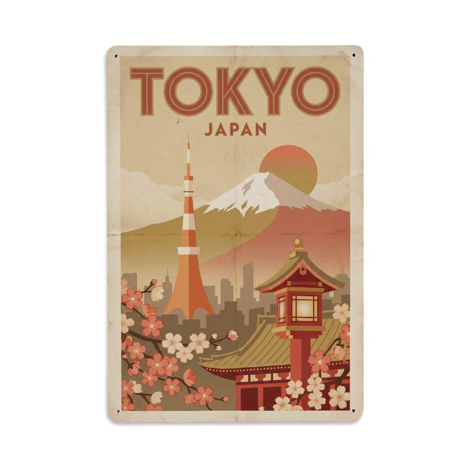 Huiyhb 8X12inch(20X30cm) Vintage Travel Japan Tokyo Metal Tin Sign