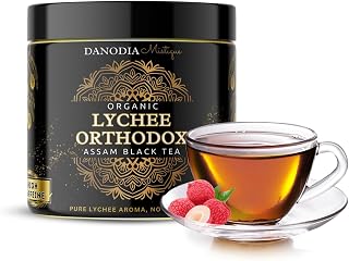 Danodia Foods Organic LYCHEE ORTHODOX ASSAM BLACK TEA (3.5oz/100g) 50+ servings | WILD FOREST Assam Tea Loose Leaf | Aromatic Lychee Flavor | Non GMO Hand-Picked & Home Made | FDA Registered