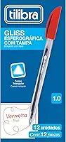 Tilibra - Caneta Esferográfica 1 mm, Gliss, Vermelha, 12 Unidades, 315427