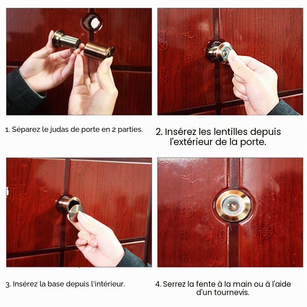 Judas de 28 mm judas de porte de Large Angle de Visualisation Visionneuse de Porte Antivol avec Cache de Protection pour 35 mm-60 mm Épaisseur de Porte (Golden)