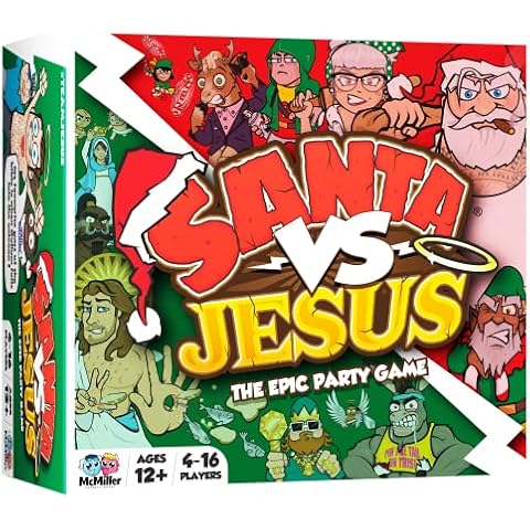 MCMILLER ENTERTAINMENT Santa VS Jesus - The Epic Party Card Game - Easy to Play Fun Challenges - Adult Board Game - Ideal for Holidays or Christmas Cover
