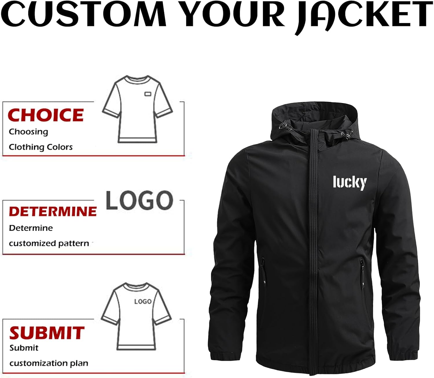 Custom Men's Lightweight Windbreaker Jacket Spring Fall Windproof Jackets Team Group Wear