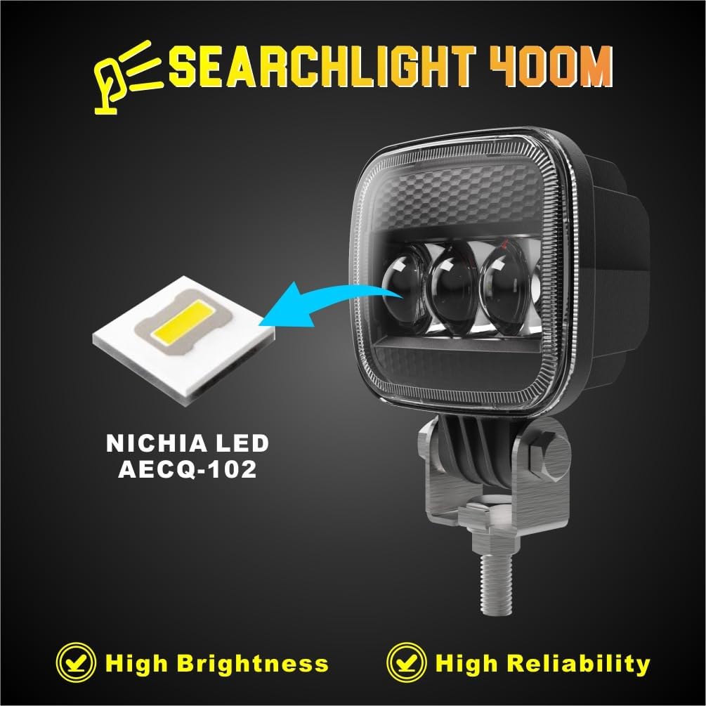 STARCLUSTER 4 Inch 24.3W Off Road LED Pods Light, 1lux/400m, Nichia LED 270, Waterproof & Shockproof, for Trucks, Automotive, Tractors, Boats (Right/Left 2.5°, Up/Down 1.5°)