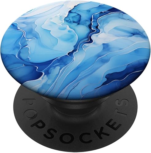 PopSockets estándar PopGrip con piedra gemóloga calcedonia azul de ágata de hielo