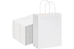 Moretoes 110 Pack Bulk Medium Gift Bags, 8x4x10 Inch White Paper Bags with Handles