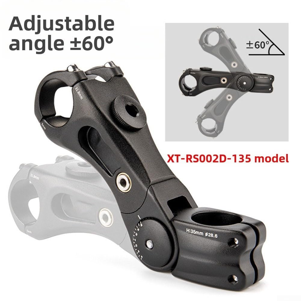 Attacco manubrio per mountain bike, regolabile da -60° a +60°, corsa ammortizzante da 15 a 20 mm, attacco manubrio in lega di alluminio (135 mm)