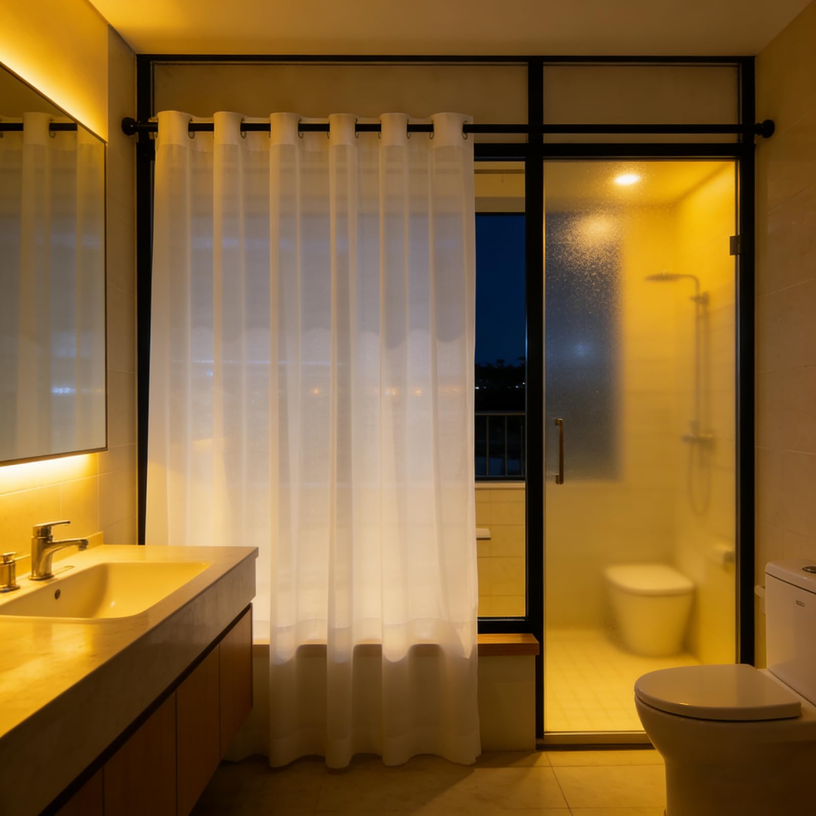 Sheer Voile Vorhang 185 x 210 cm Halbtransparent, Lichtdurchlässig Und Elegan, mit Ösen in Leinenoptik, Luftig Und Langlebig Leinenoptik Voile Vorhänge für Jedes Fenster, Weiß