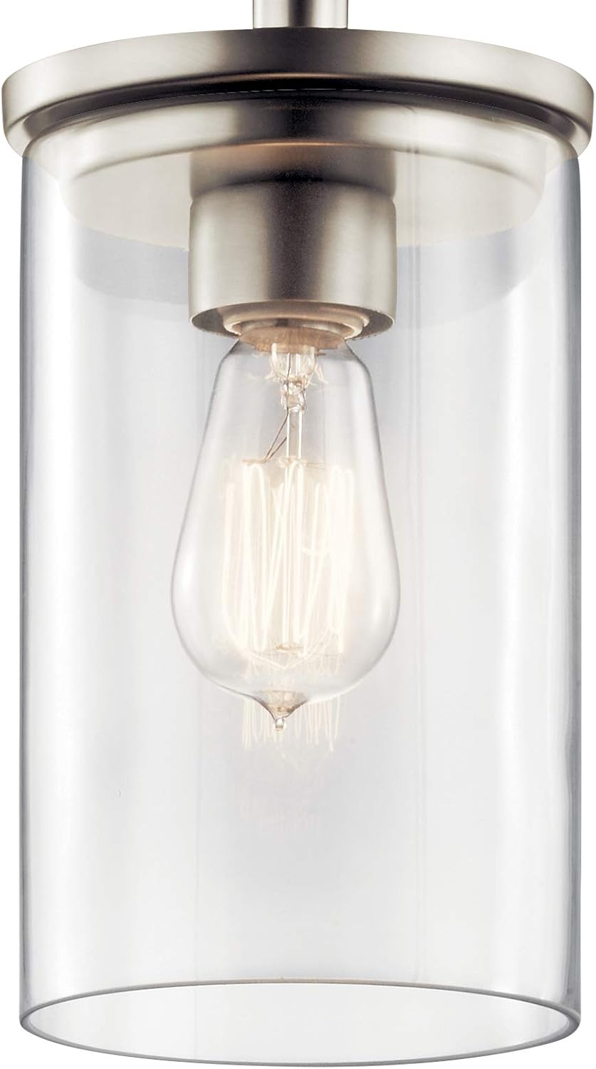 Crazy Clearance Kichler Crosby 10.75 1 Light Mini Pendant with Clear Glass Brushed Nickel One-Day Sale: Up to 60% Off Kichler Crosby 10.75 1 Light Mini Pendant with Clear Glass Brushed Nickel