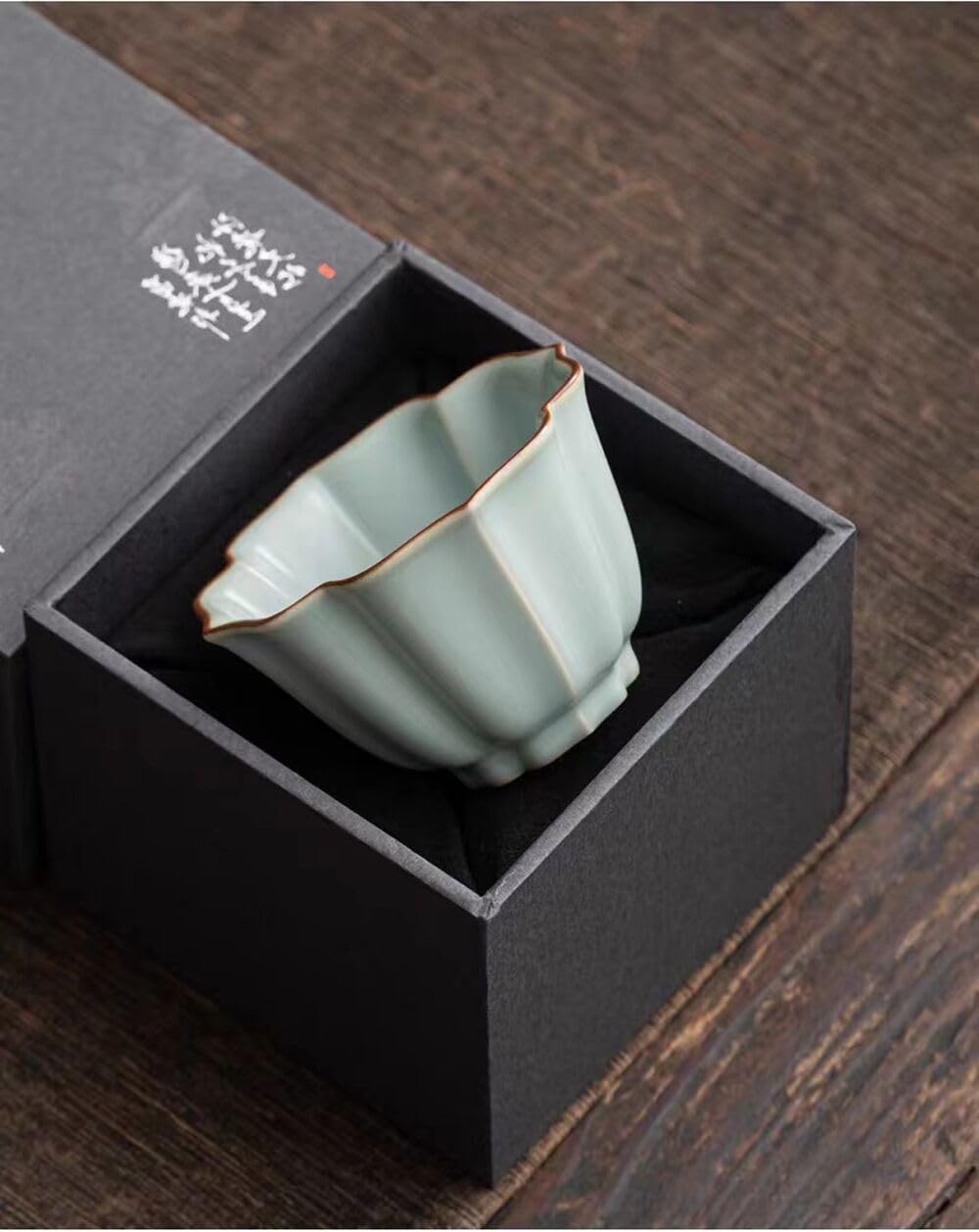 Apingjenz Tea Cup, Chinese Famous Ru Kiln Teacup, Ru Porcelain Cup, 3.72 oz/110 ml Small Asian Tea Cups