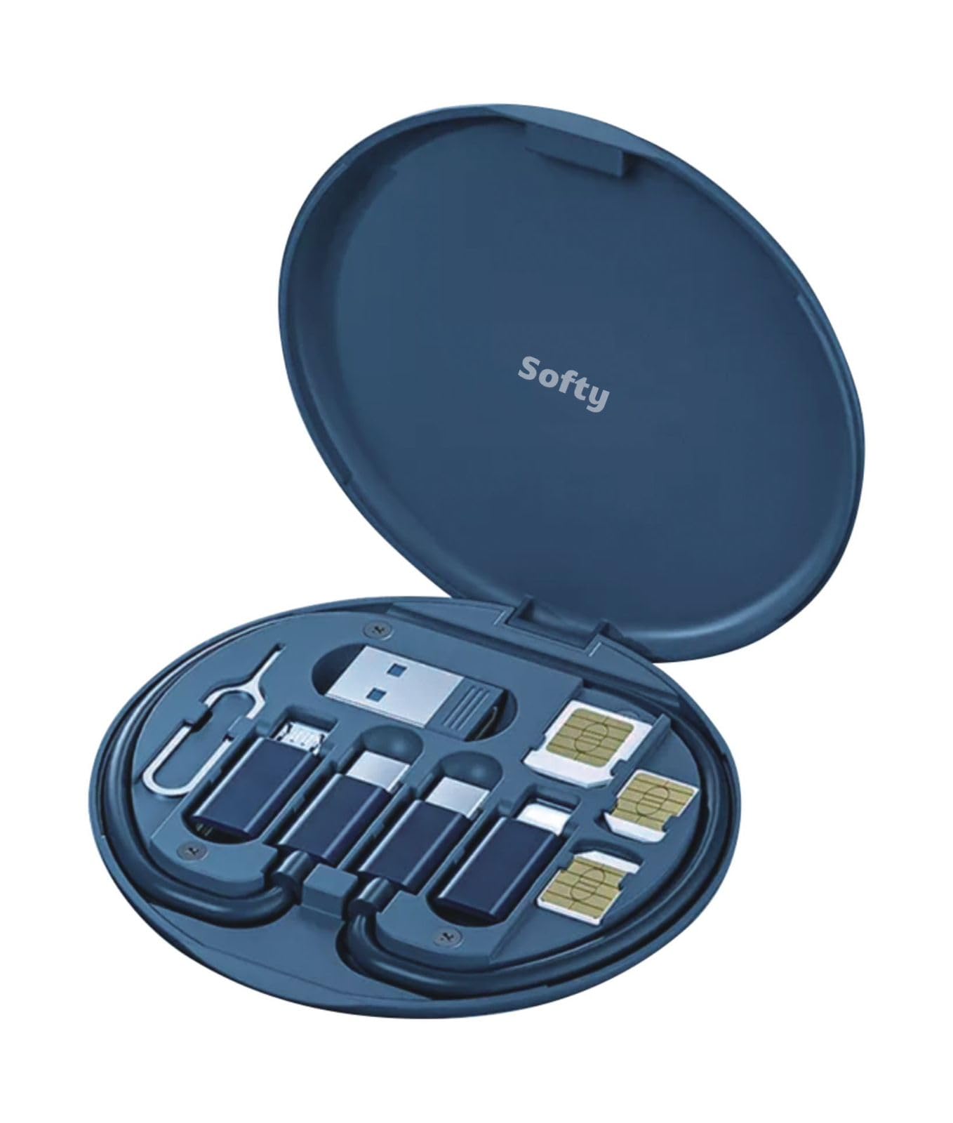 softy Mini Multi-Functional All in One 65W Travel Data Cable kit for IOS, Android, Type-C Charging with Retrieve Card Pin, Round Storage Box, Compact and Portable USB Data Cable Set SKT-01 (B0CKT4BWMK) Amazon Price History, Amazon Price Tracker