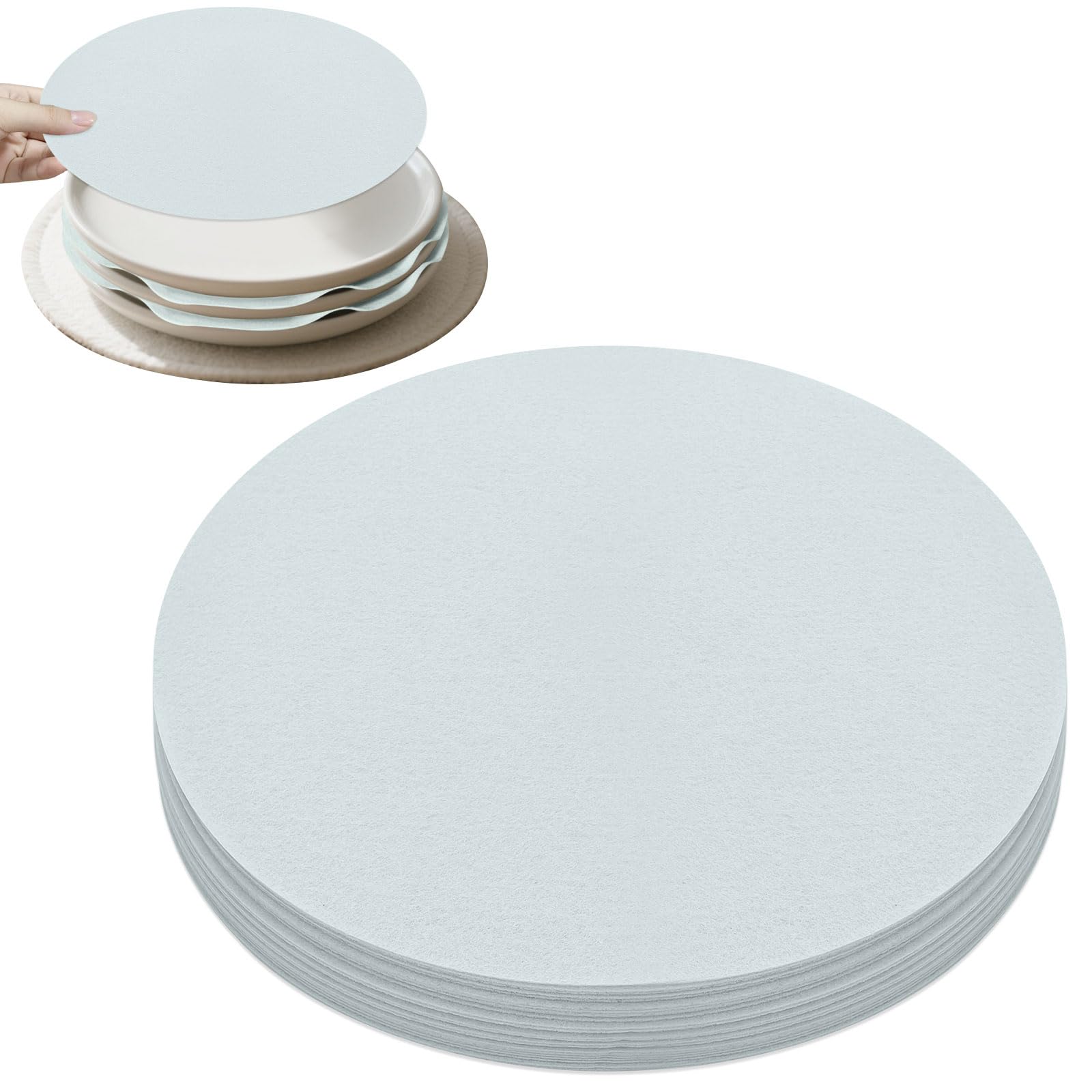 Diakey 30 Pack 26.7Cm Felt Plate Protectors, Soft Porcelain Plate Dividers China Storage Separators Nonslip Dish Liners Pads For Stacking Dinnerware, Pan, Pot, Cookware