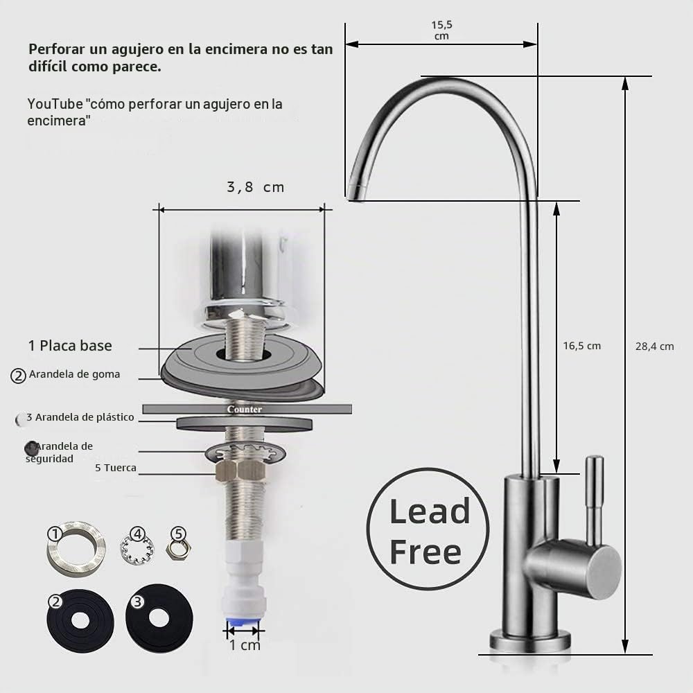 Geekpure Sistema de Filtración de Agua Potable por Osmosis Inversa de 5 Etapas con Filtros Twist de Cambio Rápido-75GPD