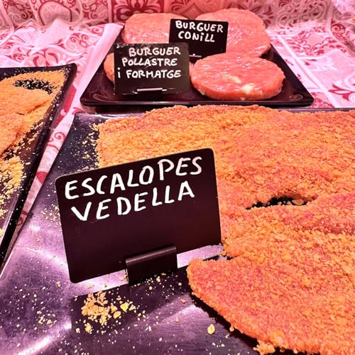 Packung mit 40 wiederverwendbaren Kunsttafeln + 40 Basen à 25 mm + Flüssigkreidemarker, Preishalter, Preisschilder, Mini-Tafeln für Preisschilder, Schwarz