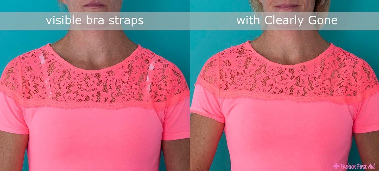 CURATED CART Clear Bra Straps, 2cm Wide Adjustable Transparent Shoulder Straps, Skin-Friendly Silicone with Silver-Plated Hooks - Image 6 thumbnail