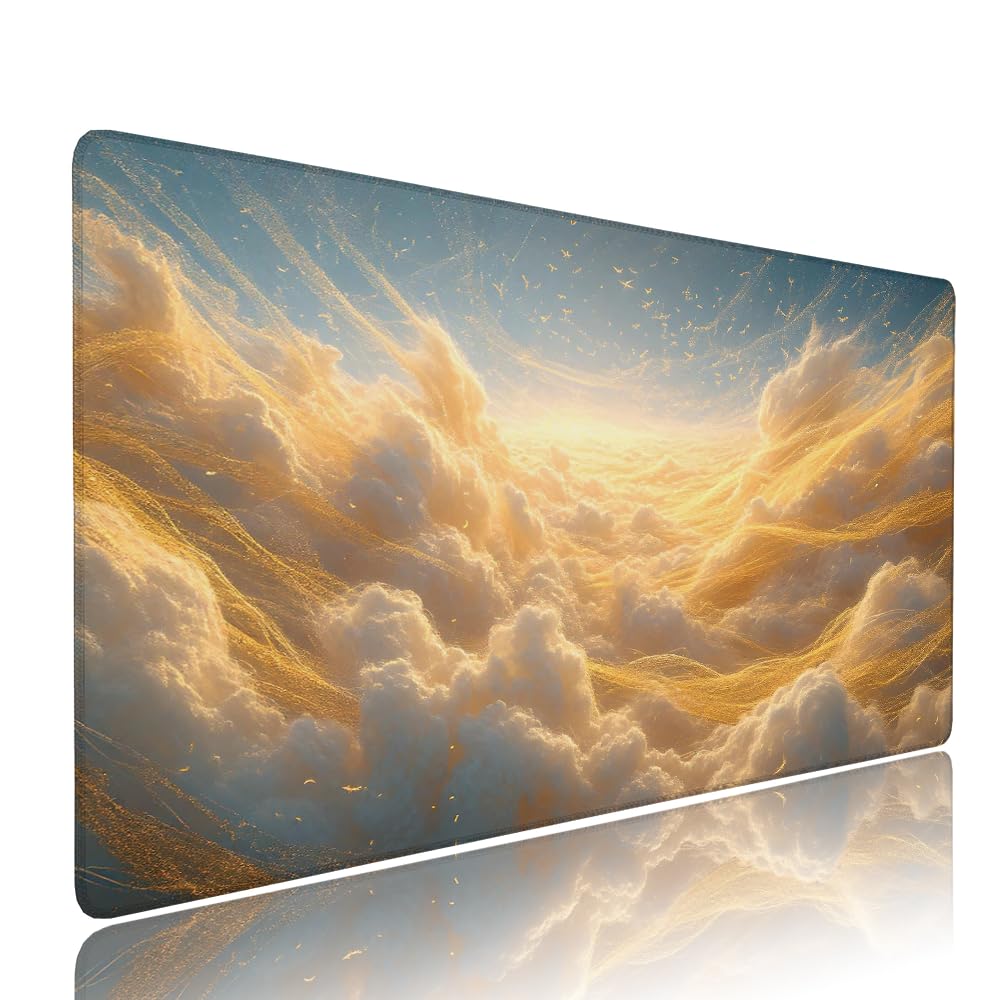 Alfombrilla de Mouse para Juegos, Giallo, XXL, Antideslizante, Impermeable, Diseño de Cielo, Extendido, Grande, 1200x600x3mm, para PC, Laptop, Ufficio, Famiglia d-633
