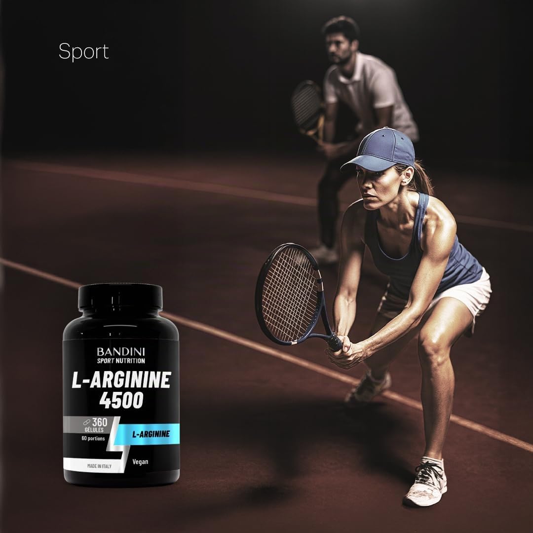 Bandini® L-Arginine 360 Gélules Véganes, Poudre d'Arginine pure HCL | 4.500 mg par dose journalière, Hautement Dosé - Fabriqué par Fermentation Vegetale, 100% Végétalien, Sans Additifs et OGM