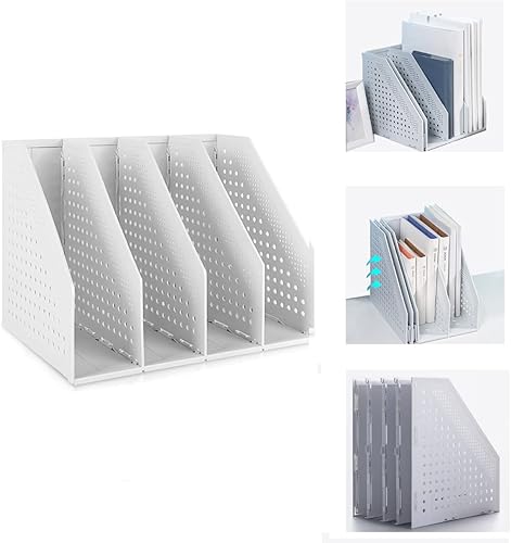Marte Vanci Revistero plegable de 4 compartimentos para escritorio, divisores de archivos resistentes ajustables y resistentes para gabinete de