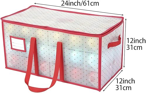 Miniatura 3 de Sattiyrch Caja de almacenamiento de plástico para adornos de Navidad con cierre de cremallera doble, la caja contribuye con ranuras para adornos