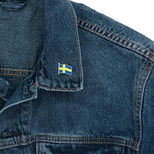 Image of Desert Cactus Sweden Flag Lapel Pin SWE Sweden Made of Metal for Formal Wear, Bag and Hat Jewelry, and Tie Tack (Waving Flag Lapel Pin)