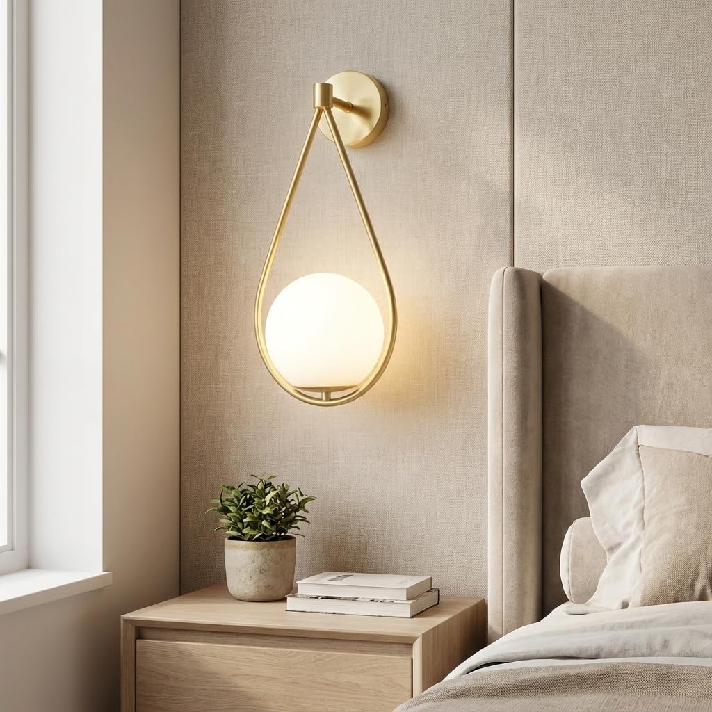 Alpinaluz Aplique de Pared Moderno E27 con Bola de Cristal de 15 cm