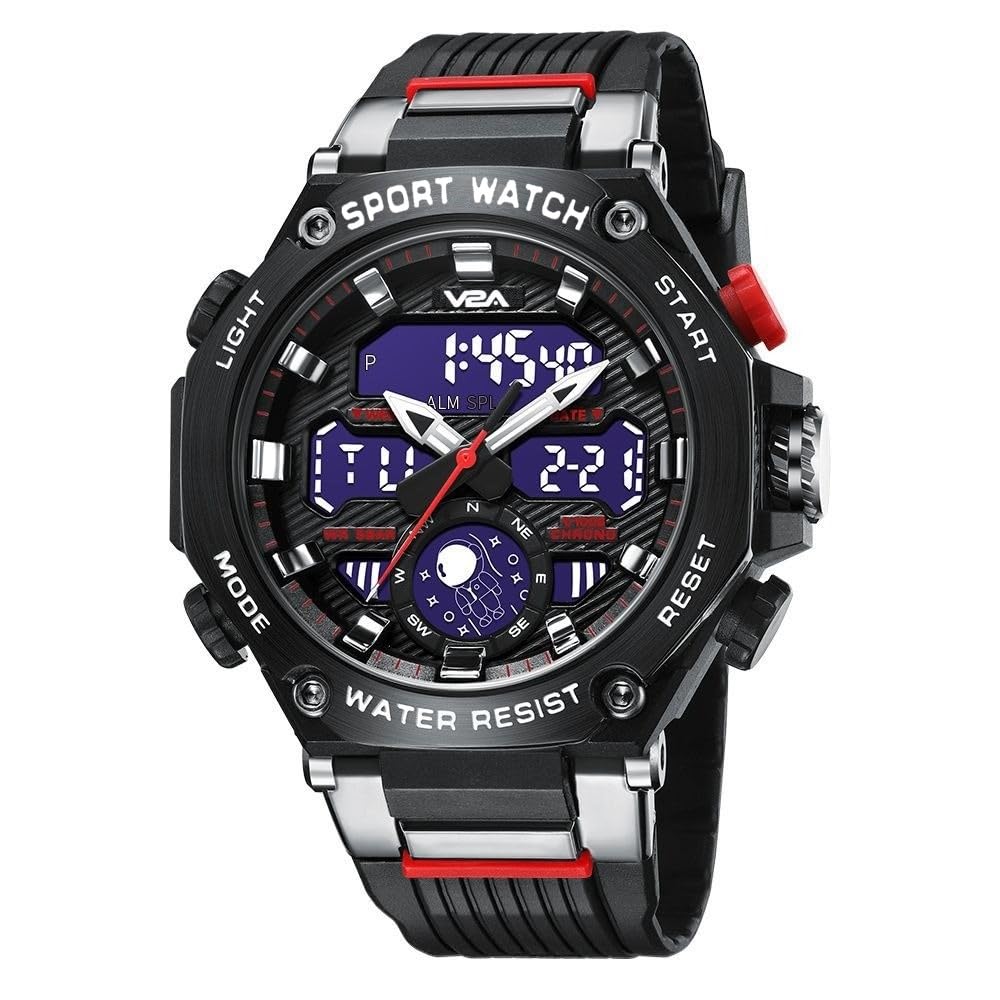 V2A Xtreme Series Analog Digital Sport Watch for Men, Alloy Case, 5 ATM Water Resistant, Luminous Light, Stopwatch and Alarm | Perfect Mens Watch Birthday Rakhi Gift (Black-Black) (B0D8JT9VJQ) Amazon Price History, Amazon Price Tracker