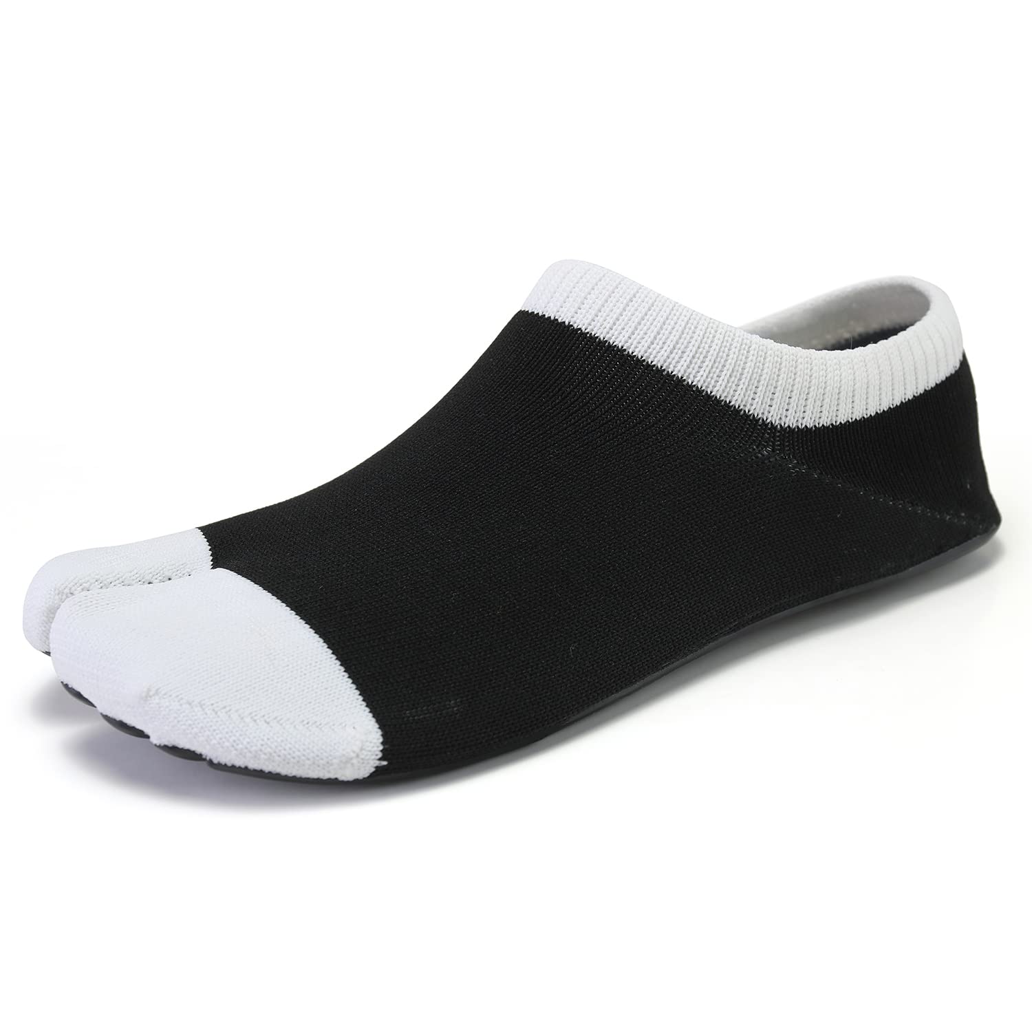 GenericNew Flying Woven Barefoot Aqua Shoes Five-Finger Unisex Portable Sock Sneakers Men Women Yoga Outdoor Water Sport Beach Footwear (D04-Black White, 44-45)