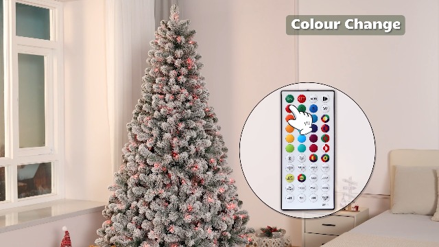 SHareconn Albero Di Natale Artificiale 2,1 M Con 1381 Rami E 400 Luci RGB Multicolore – Base A Croce In Legno, Telecomando Incluso - 3