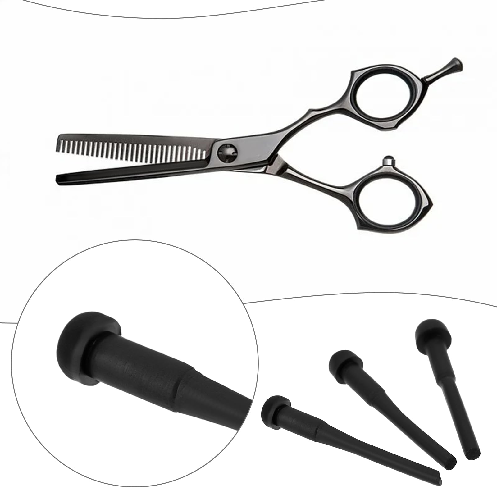 OTOTEC 90Pcs Hair Scissor Rubber Silencer Hair Scissors Barber Shears Stopper Black Muffler Stick, 3 Mixed Sizes (4mm, 3mm, 2mm) - Image 3