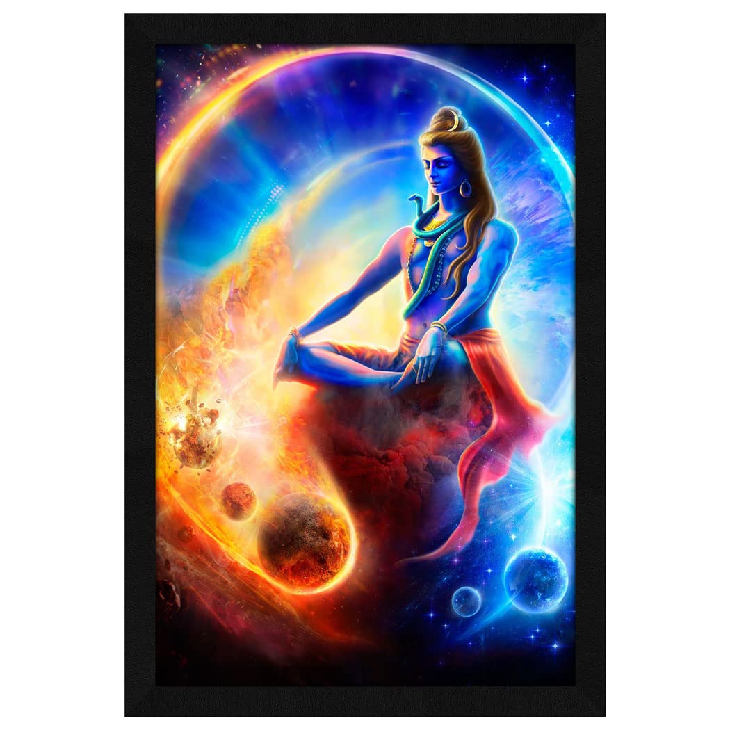Jitesh Arts Cosmic Blue Shiva Meditation Wall Painting – Spiritual
