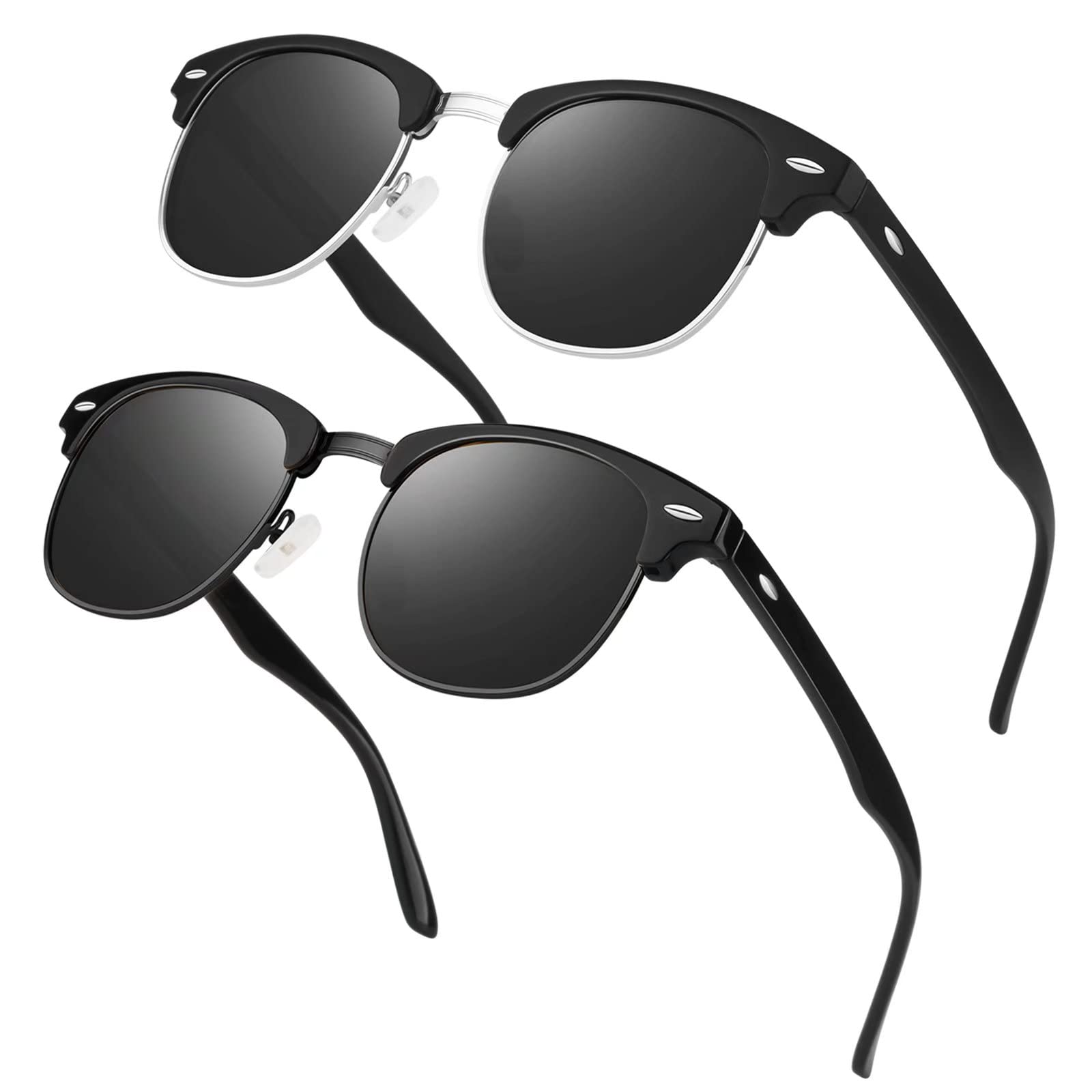 LINVOPolarised Sunglasses Mens Womens Retro Black Shades UV400 Protection