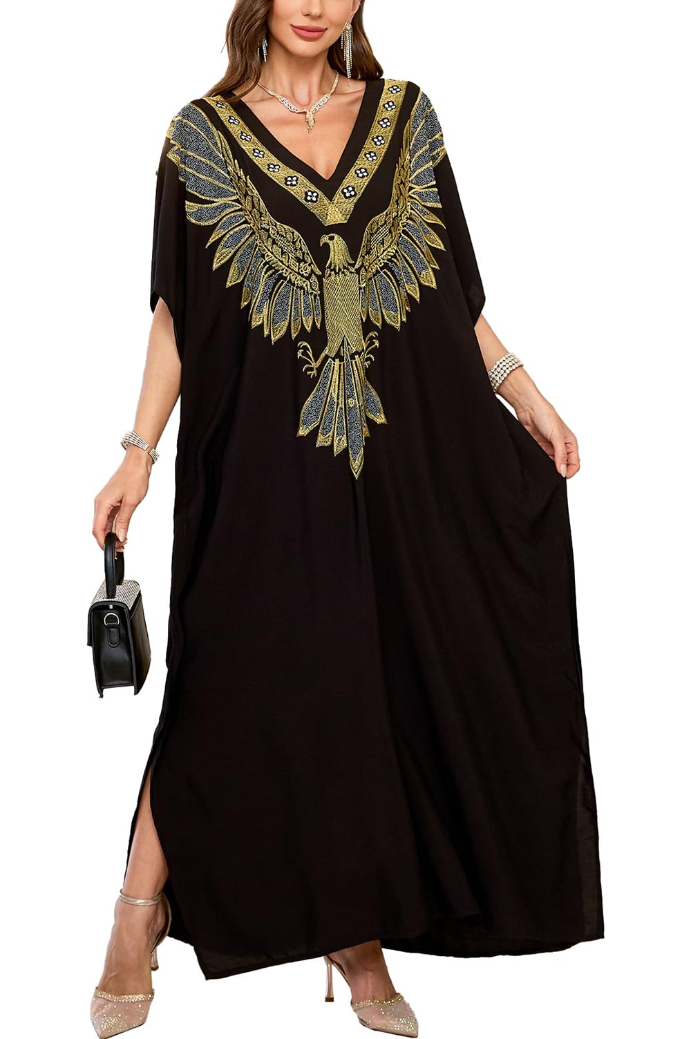 L-Peach Women's Kimono Long Dress Maxi Kaftan Summer Beach Boho Cover up Tops
