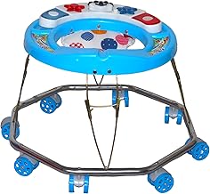 EVOSHINE Baby Walker for Kids 6-18 Months | Musical Activity Tray | 360° Rotating Wheels | Comfortable & Foldable Walker for Boys & Girls | Early Walking Support for Babies (Blue)