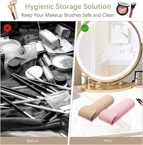 Miniatura 6 de Kannino - Soporte para brochas de maquillaje de viaje, paquete de 2 unidades, organizador de brochas de maquillaje portátil de silicona, suave,