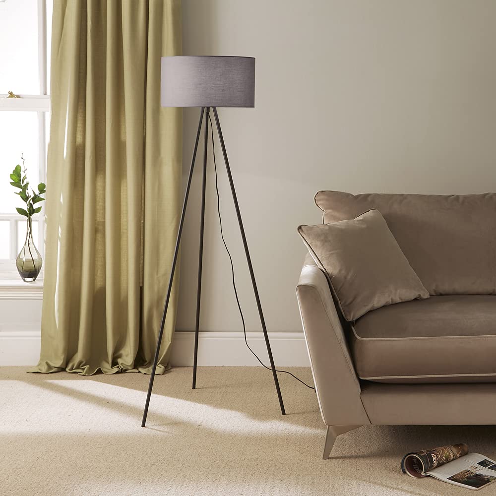 K Living Grey Floor Lamp Leena Grey Metal Tripod Floor Lamp