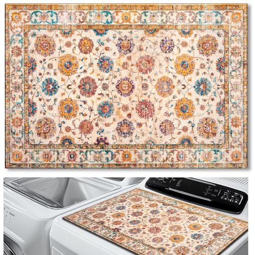 Image of Teenyyou 1 Pcs 26 inch x 18 inch Dryer Top Protector Mat, Washer and Dryer Topper, Non Slip Waterproof Machine Cover Dust Proof Quick Drying Topper Pad for Laundry and Kitchen (Moroccan)