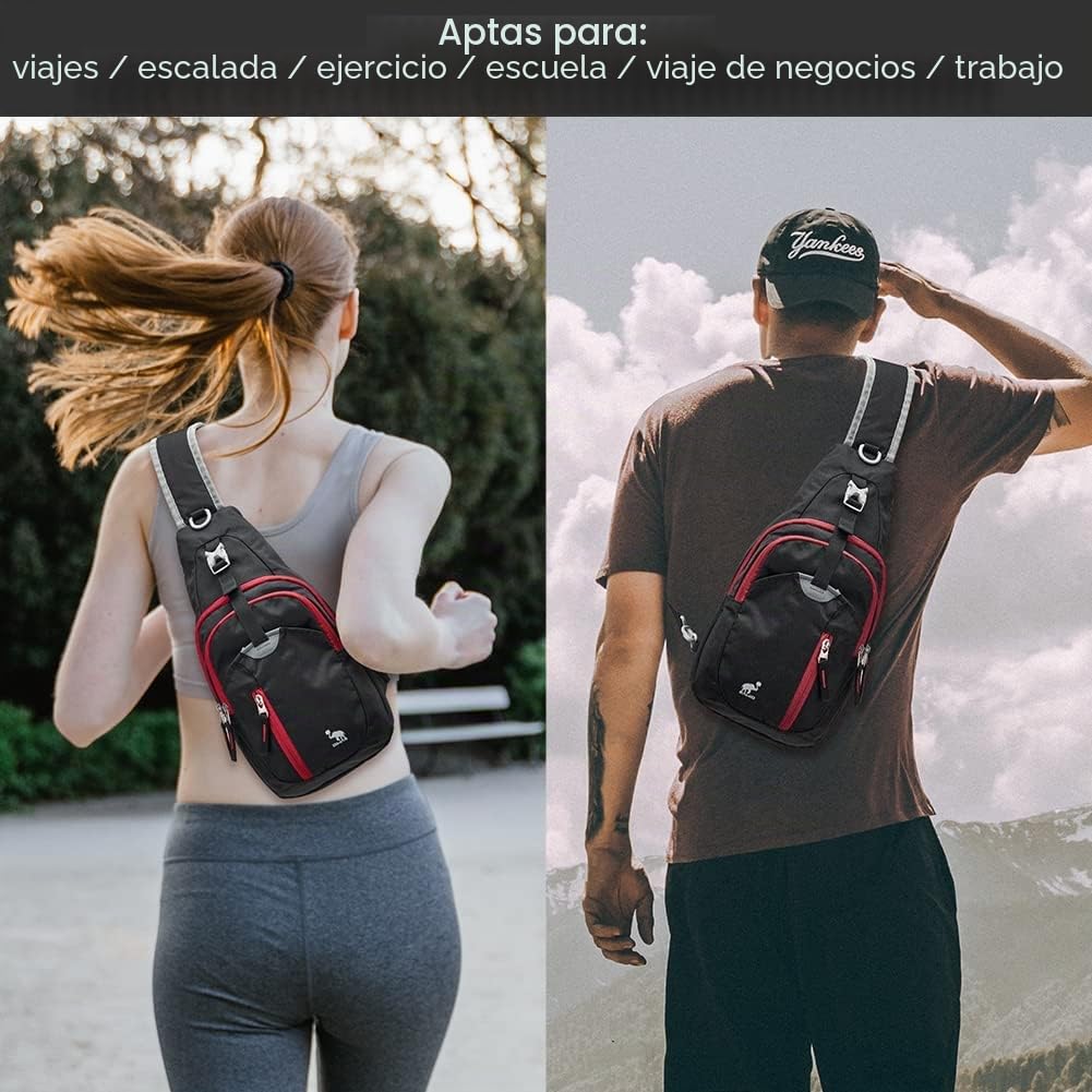 OIWAS Bolso Bandolera Hombre Cruzada Mochila Negra Pequeña Bolsa de Hombro para Deportes al Aire Libre Senderismo Ciclismo Montañismo y Viajes