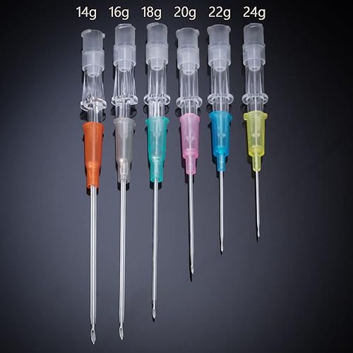 Miniatura 6 de 50 agujas de perforación de catéter, agujas huecas de 0.94 oz, agujas IV con catéter para el cuerpo, kit de piercings para oreja, nariz, labio,