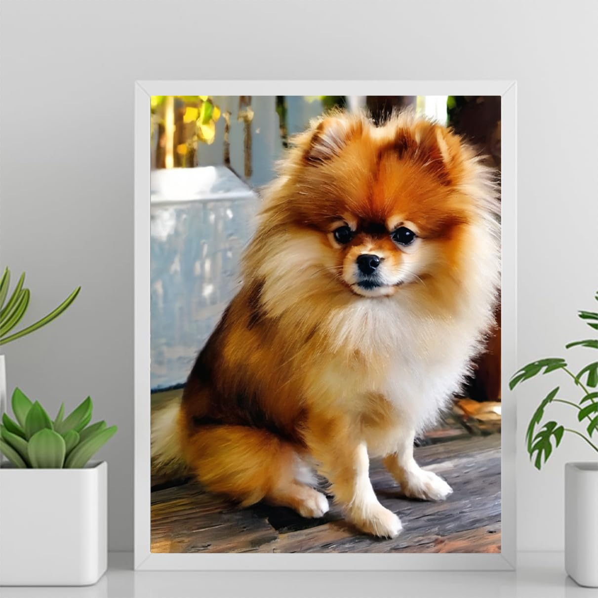 Paint by Number Kits Pomeranian Dog Paint by Numbers,DIY Oil Painting Acrylic Paints for Wall Art 12x16inch(30x40cm) Frameless